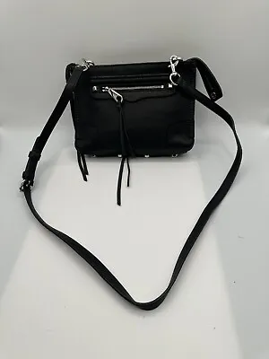 Rebecca Minkoff Black Pebbled Leather Tassel Stud Crossbody Handbag • $34.99