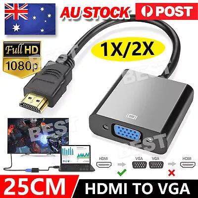 HDMI Male To VGA Female 1080p Adapter Video Cable Converter Chipset Built-in • $4.75