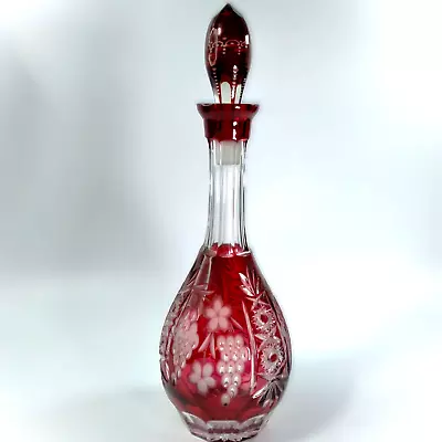 Nachtmann Traube Red Cut To Clear Wine Decanter & Stopper Grapes Leaves & Stars • $115