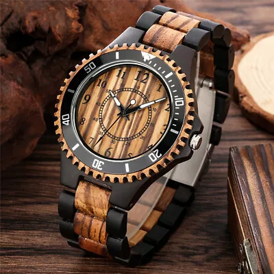 Men Watch Nature Wood Quartz Wristwatch Full Wooden Bracelet Strap Gift Handmade • $36.29