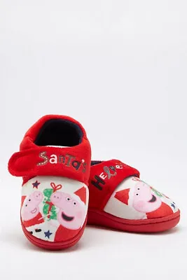 Peppa Pig Red Christmas Xmas Slippers - Size 10 (L) • £8.95