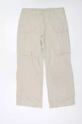 Marks And Spencer Womens Beige Linen Trousers Size 12 Regular Zip • £5.75