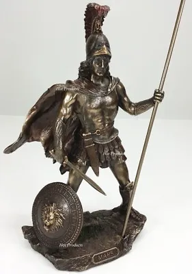 13  Mars God Of War Greek Mythology Sword & Spear Statue Sculpture Bronze Finish • $69.86