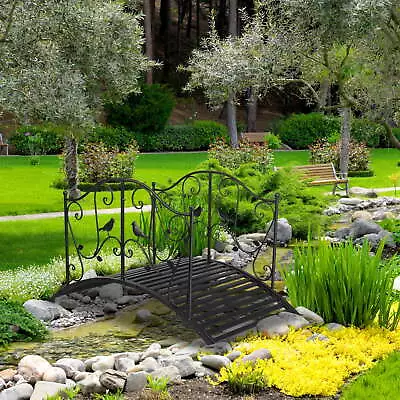 Bridge Garden Metal 4 Ft Walkway Siderails Arch Arc Pond Decorative Footbridge • $125.21