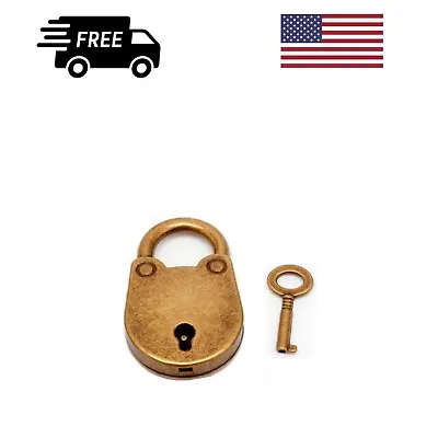 🔐 Antique Padlock Lock And Key Old Vintage Style Metal With Bronze Finish 🔐 • $11.99