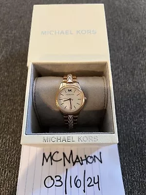 Michael Kors Runway Mercer Rose Gold Stainless MOP Dial Watch MK6674 • $75