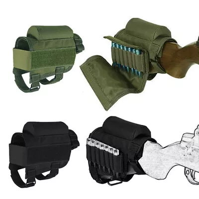 Tactical Rifle Buttstock Cheek Rest Shotgun Ammo Shell Mag Carrier Pouch Holder • $7.99