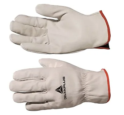 DeltaPlus Leather Work Gloves Drivers Pilot Winged Cowhide Full Grain Lorry Cab • £5.09
