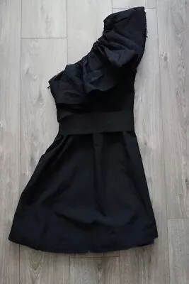 Lanvin H&m Rare Black Ruffle One Shoulder Party Dress • $118.23