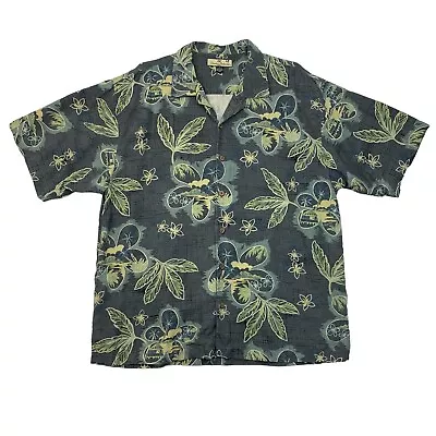 Vintage Tommy Bahama Shirt Mens Extra Large Gray Silk Tropical Floral Hawaiian • $25.45