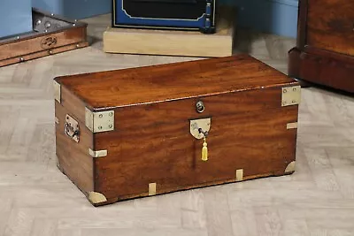 Victorian Military Camphor Wood Campaign Chest Travel Trunk Blanket Box With Key • £795