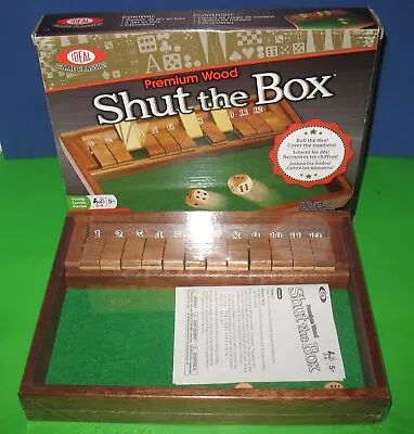 IDEAL Shut The Box Game Premium Wood Cabinet Family Party Dice New 12 Number • $17.99