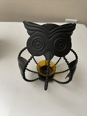Open Lantern Style Owl Candle Holder - 7  Tall - Metal Candelabra - Bird Night  • $13