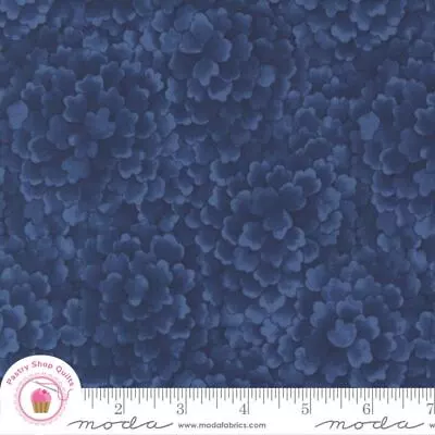 Moda SUMMER BREEZE 33685 16 Navy Blue Floral  Tonal Quilt Fabric SHABBY CHIC • $6.35