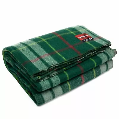 $55.99 • Buy Swiss Link Military Surplus 90 X 62 Inch Classic Wool Plaid Throw Blanket, Green