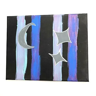 Original Acrylic Painting On Canvas 8  X 10  Moon Stars Stripes • $34.90