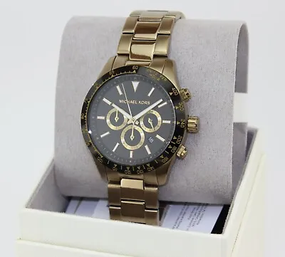 New Authentic Michael Kors Layton Gold Black Chronograph Men's Mk8783 Watch • $139.99