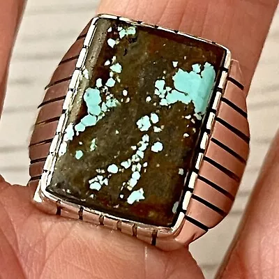 Number 8 Mine Spiderweb Turquoise Mens Ring Sz 13 Navajo Signed Ray Jack USA • $139.95