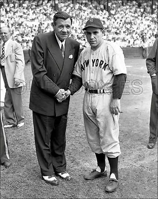 Babe Ruth Yogi Berra Photo 8X10 -  1947 New York Yankees • $7.95