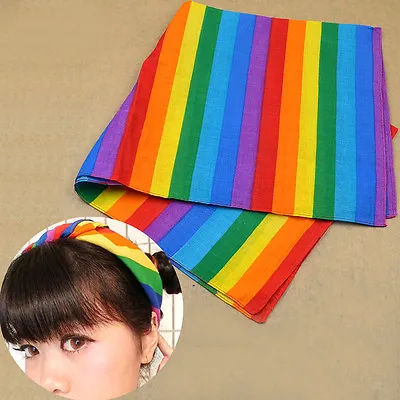 $1.39 • Buy Rainbow Colour Bandanas Headband Headwear Gay Pride Headscarf Cotton Hair Band