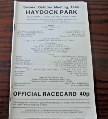 £2.95 • Buy Haydock Park Race Card October 18th, 1984 - The Silver Birch Stakes
