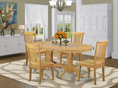 5pc Oval Vancouver Dining Room Set Table + 4 Portland Wood Seat Chairs Light Oak • $894