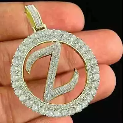 3Ct Round Lab Created Diamond Initial  Z  Letter Pendant 14K Yellow Gold Plated • $181.20