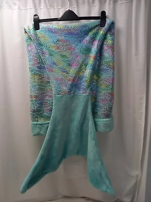 ❤️ Kirkton House Green Rainbow Sequin Mermaid Blanket Vgc • £2.99