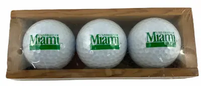 Rare Vintage 3 University Of Miami Golf Balls In Wooden Crate New Sealed • $34.18