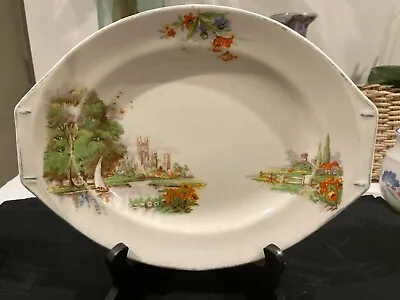 $20 • Buy J&g Meakin - Sunshine Ware - Canterbury - Small Oval Cake Plate - 22cms X 17cms