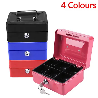 £8.49 • Buy 6  MONEY BOX TIN STEEL METAL CASH SECURITY Cash Box WITH LOCK 2 KEYS 4 Colors