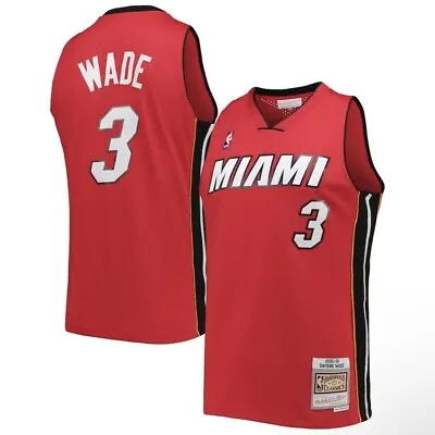 Mitchell Ness Miami Heat Dwyane Wade Basketball Jersey Men’s Medium Swingman Red • $68.99