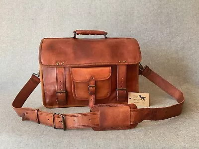 Leather Briefcase Bag 17  Wide Satchel S17Z Zip UNBRANDED Buckle • $110.26