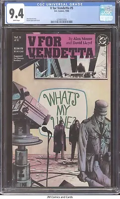 $1 • Buy V For Vendetta #5 1988 CGC 9.4 White Pages - Alan Moore Story David Lloyd Cover