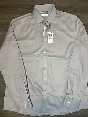 MICHAEL KORS Men's Button Down Dress Shirt Large Slim Fit Airsoft Eco Gray • $28.25