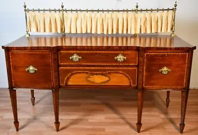 1900 Clarkson &sons Antique English Sheraton Mahogany Satinwood Sideboard Buffet • $4500