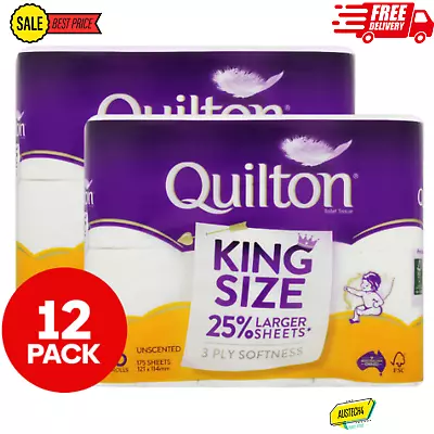 $18 • Buy New 2 X 6pk Quilton King Size Unscented Toilet Tissue Paper Rolls