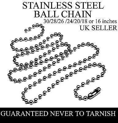 Stainless Steel Ball Chain 30'' / 28'' / 26'' / 24'' / 22'' / 20'' / 18'' / 16  • £2.70