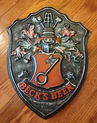 Vintage Coat Arms Becks Beer Bar Tavern Display Sign Germany Shield 19  X 15  • $22.99