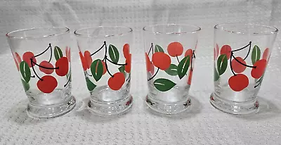 Vintage 1950s Libbey Glass SWANKY SWIGS Red Cherries 4  Juice Glass MINT • $25
