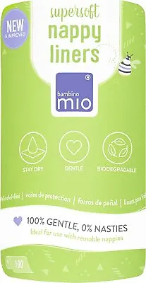 £5.79 • Buy 100 Super Soft Nappy Liners Reusable Bambino Mio Biodegradable PLASTIC FREE NEW