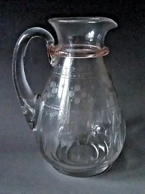 Antique Victorian Glass Lemonade Water Jug Engraved Body • £18