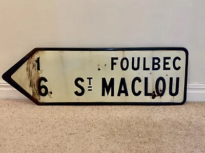 Vintage 1950s French Enamel Embossed Road Sign 1.4m Long Lovely Francophilia • $247.77