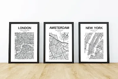 Location City Street Map Wall Art Print Poster Black & White Map Modern Art • £5.99