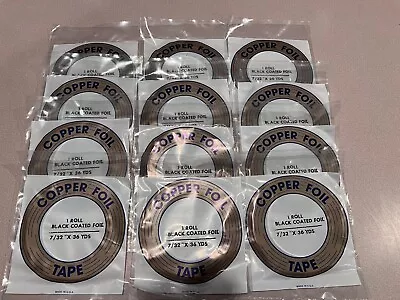 NEW - 12 Rolls EDCO Black Back Copper Tape 7/32 Stained Glass Foil • $150