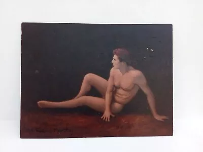 Frederic Murphy Nude Figural Original Oil Painting Male On Wood Panel 16x12 In • $265