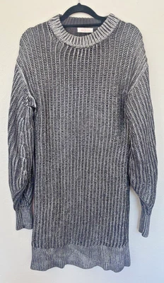$39.99 • Buy SASS & BIDE  Diamond Heart Silver Knit Long Sleeve Dress Sz M   Exc Cond!