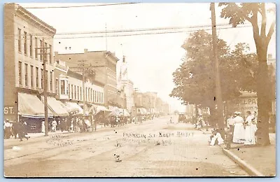 Postcard RPPC IN Michigan City Indiana Franklin St North Market LaPorte Co R20 • $17.99