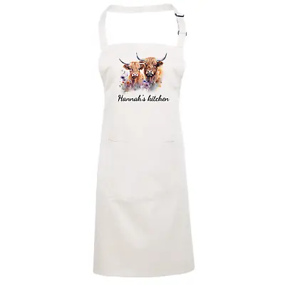 Highland Cow Apron Personalised With Your Text - Country Style • £12.99