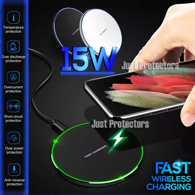 15W /10W Qi Fast Charging Wireless Charger Pad For Samsung S20 S21 Ultra Plus S9 • $12.99